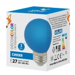 Лампочка светодиодная шар синяя E27 3W Volpe LED-G60-3W/BLUE/E27/FR/С