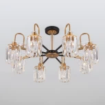 Потолочная люстра Wi-Fi на штанге Eurosvet Tenia 70090/8 черный (220V, хрусталь, управление смартфоном, голосовое управление, умный дом - Minimir Home, Алиса, Маруся, Салют)