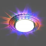 Светильник встраиваемый с белой LED подсветкой Feron CD4037 41905 RGB GX53 без лампы, прозрачный, хром (220V, круглые)