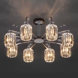 Потолочная люстра Wi-Fi на штанге Eurosvet Tenia 70090/8 графит (220V, хрусталь, управление смартфоном, голосовое управление, умный дом - Minimir Home, Алиса, Маруся, Салют)