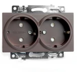 Розетка двойная с заземлением и шторками (коричневый) Stekker Катрин 49030