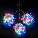 Комплект 3 Разноцветных Нити по 20м c Контроллером, 600 LED, Провод Прозрачный Силикон, IP65