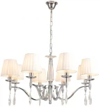 Подвесная люстра Lumion Magda 8316/8 хром/белый, металл/хрусталь/текстиль E14 8*40W 220V (на цепи)