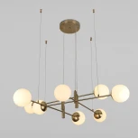 Подвесной светильник Wi-Fi Eurosvet Planet 70146/8 латунь (220V, управление смартфоном, голосовое управление, умный дом - Minimir Home, Алиса, Маруся, Салют, на тросе, шарики)