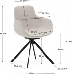 Поворотное рабочее кресло Tissiana из бежевой синели и матового черного алюминия La Forma (ex Julia Grup) арт.175090