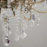 Подвесная люстра Eurosvet 3281 3281/8 античная бронза / прозрачный хрусталь (220V, хрусталь Strotskis, на цепи, подсвечник, свеча)