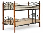 Кровать BOLERO двухярусная красный дуб/черный (дерево гевея/металл)