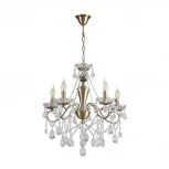 Подвесная люстра с хрустальными подвесками в форме подсвечника Lumion Luina 8346/5 бронза/прозрачный, металл/хрусталь E14 5*40W 220V