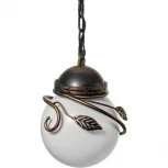 Уличный светильник подвесной Кузнечное дело Галактика 40-002-ЧЗ (220V, ковка, на цепи, шар, листья, под старину, IP54)