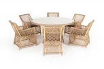Обеденная группа плетеная, цвет соломенный 4SIS Эспрессо-150 L ECL6T-7-SET