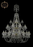 Подвесная большая люстра Art Classic 11.11 11.11.20+10+5.530.3d.XL-198.Gd.Sp (220V, хрусталь, на цепи, подсвечник, свеча)