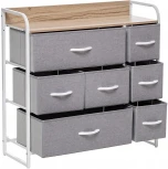 Комод Leset Ноа 7 ящ., Каркас Белый, Светло-серый Leset (Искусственный лен/Светло-серый) арт.2500000183461