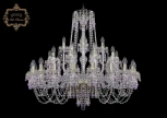 Подвесная большая люстра Art Classic 11.24 11.24.20+10+5.360.Gd.V7010 (220V, хрусталь, на цепи, подсвечник, свеча)