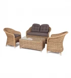 Лаунж-зона из искусственного ротанга, цвет соломенный 4SIS Равенна RS2C2T-4-SET