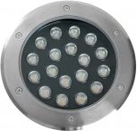 Встиваемый светодиодный свтельник (грунтовый) Feron SP2804 48348 20W, AC12V, низковольтный, 3000K, металлик, IP67 (круглые)