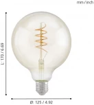 Лампочка светодиодная филаментная E27 4W 220V 260 lm 2200K Eglo Lm_led_e27 11683