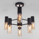 Потолочная люстра Wi-Fi на штанге Eurosvet Tesoro 70125/6 черный (220V, управление смартфоном, голосовое управление, умный дом - Minimir Home, Алиса, Маруся, Салют)