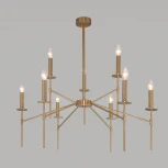 Потолочная люстра Wi-Fi на штанге Eurosvet Anders 60142/9 латунь (220V, управление смартфоном, голосовое управление, умный дом - Minimir Home, Алиса, Маруся, Салют, свеча)