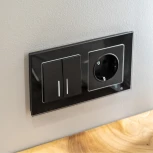 Выключатель двухклавишный с подсветкой (черный матовый) Werkel W1120108 (a051619)