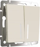 Выключатель двухклавишный проходной с подсветкой (айвори матовый) Werkel W1122162 (a062421)