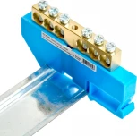 Шина нулевая на изоляторе на DIN-рейку 6 выводов (синий) Stekker 49538