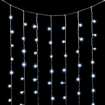 Гирлянда Занавес Облегченный 2 x 2 м Белый с Мерцанием Белого Диода, 400 LED, Провод Прозрачный ПВХ, IP54