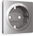 Лицевая панель Ambrella Volt ALFA (Сталь матовый) для электрической розетки с заземлением QUANT AP5060