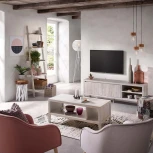 Журнальный стол La Forma (ex Julia Grup) Drom (Белый/ Тик,Альбиция,Дерево)