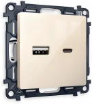 Комплект механизма Ambrella Volt розетки ALFA MA311010 Бежевый глянец 2USB A+C 20W быстрая зарядка QUANT