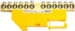 Шина заземления на изоляторе на DIN-рейку 12 выводов (желтый) Stekker 49555