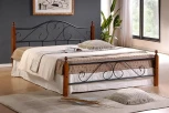 Кровать AT-815 дерево гевея/металл, 140*200 см (Double bed), красный дуб/черный Tetchair AT 5504