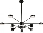 Потолочная люстра на штанге диммируемая Kink Light Мекли 07649-13D,19 черный Led 7*12W+6*16W с пультом ДУ (220V)