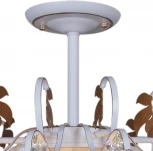 Потолочная люстра на штанге Reluce 96028-0.3-07 WH+GOLD PN (220V, хрусталь)