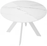 Стол DikLine SKC100 d1000 Керамика Белый мрамор,подстолье белое,опоры белые