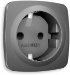 Лицевая панель Ambrella Volt OMEGA (Антрацит серый) для электрической розетки с заземлением со шторками QUANT OP6570