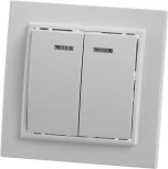 Выключатель двухклавишный с подсветкой (белый) Stekker Эрна 39042