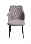 Стул с подлокотниками Top Concept Hunt ромб, бархат светло-серый 26 / чёрный конус