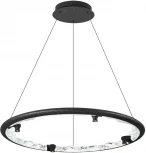Подвесной светильник Odeon Light Cayon 7001/55L черный ice crack/акрил/хрусталь с ПДУ IP20 LED 55W 1873Лм 3000/4000/5700K (220V, на тросе, круглые)