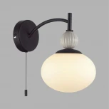 Бра с выключателем сонетка Lumion Gloriya 8273/1W черный/серый/белый, металл/керамика/стекло Е14 1*40W 220V (шар)