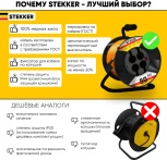 Удлинитель 4-х местный с заземлением 50 метров на пластиковой катушк Stekker Standart 39709