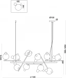 Подвесной светильник Freya Flaty FR5374PL-10BS (220V, на тросе, молекулы)