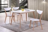 Стол обеденный MAX (Макс) Белый+Натуральный ( Бук) (основание бук, столешница мдф)
