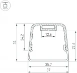 Профиль с экраном LINE-D-3734-2000 TETRA BLACK+OPAL (Arlight, Алюминий) 055072