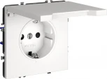 Розетка с заземлением, шторками и крышкой (белый матовый) Voltum S70 VLS040302