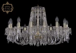 Подвесная большая люстра Art Classic 11.23 11.23.16.300.Gd.Dr (220V, хрусталь, на цепи, подсвечник, свеча)