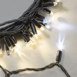Гирлянда Нить 10м тепло-белая с мерцанием белого диода 24В, 100 LED, провод черный каучук 2,3мм, IP65 Laitcom ECO100BLW-1-1WW