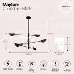 Потолочная люстра на штанге Maytoni Mollis MOD126PL-08B (220V)