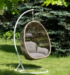 "Флоренция" подвесное кресло-кокон из искусственного ротанга, цвет соломенный с серой подушкой 4SIS арт.УТ-00006749