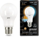 Лампочка светодиодная E27 10 Вт 630 lm 2700K теплое/нейтральное желтое/белое свечение Gauss 102502110-T