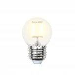 Лампочка светодиодная шар прозрачная E27 6W 3000K Uniel LED-G45-6W/WW/E27/FR PLS02WH